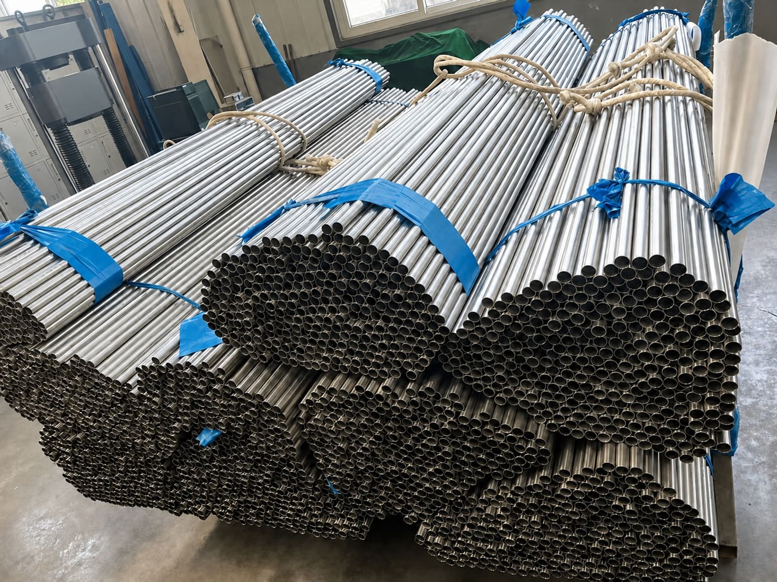 Bundles of silver metal tubes